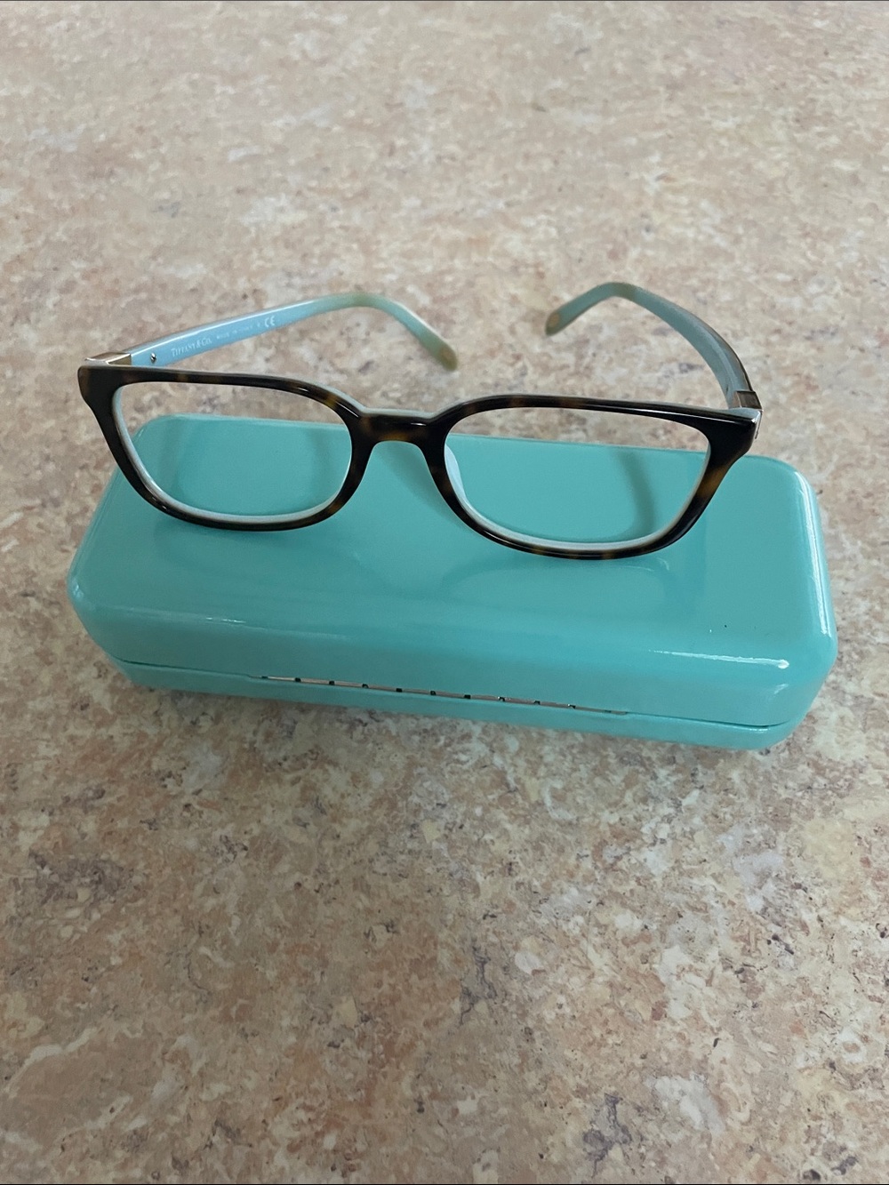 Ladies Tiffany’s Rectangle Glasses with Teal Case - Tiffany & Co. Style
